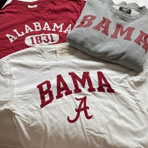ALABAMA BUNDLE. 2 cropped T’s. 1 Sweatshirt. Size Small.